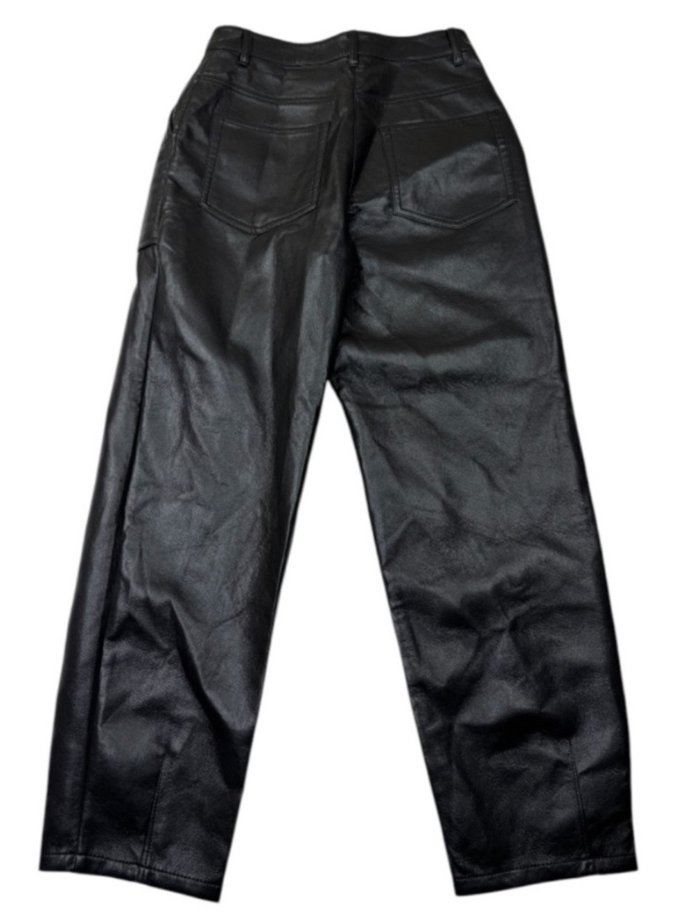 Wilfred Aritzia Black Faux Leather High Rise Straight Leg Pants Size 4 - Picture 2 of 10